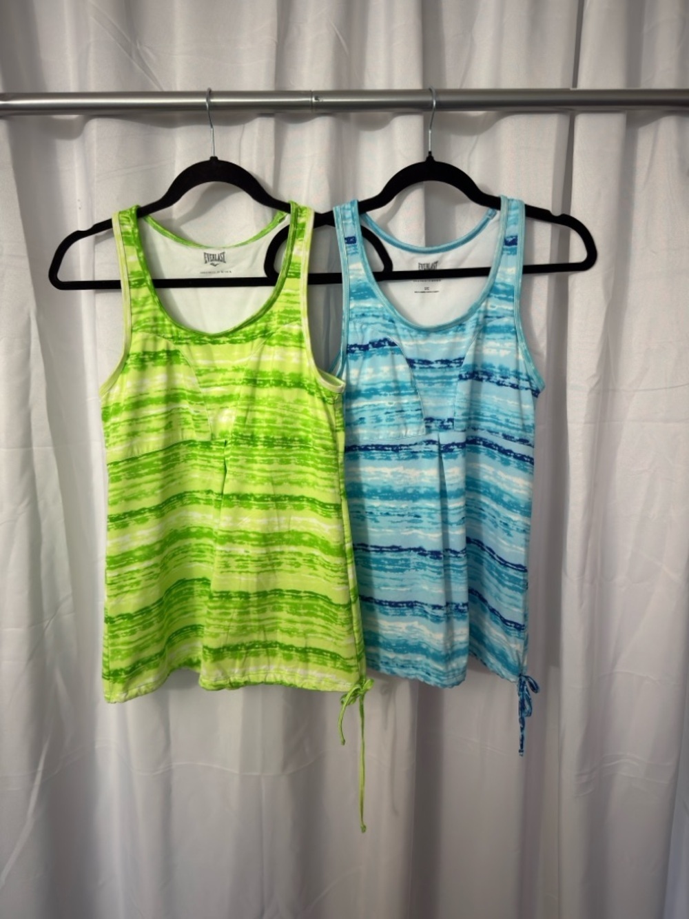 BUNDLE - Everlast Striped Drawstring Tank Tops - Neon Green & Light Blue